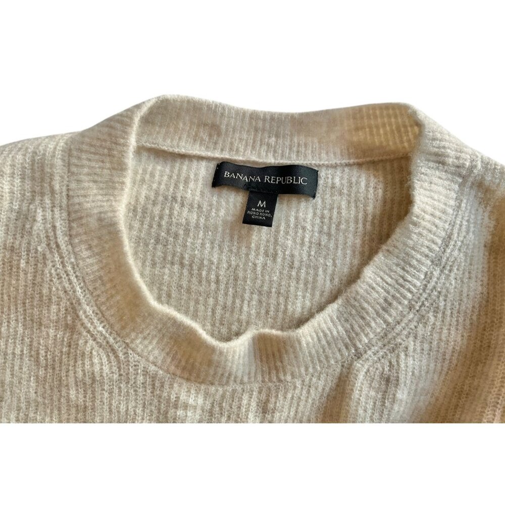 Banana Republic Womens Beige Ribbed Knit Sweater Medium - Picture 6 of 12